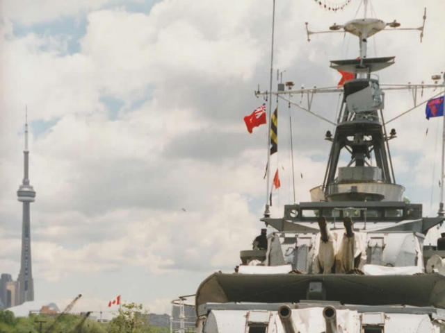 Researching For Valour aboard the last Tribal-Class destroyer, HMCS Haida, In Toronto (photo by Kim Reeman).