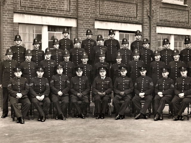 Metropolitan Police Training School, Peel House, Hendon, England ... Douglas Reeman third row, third from left.