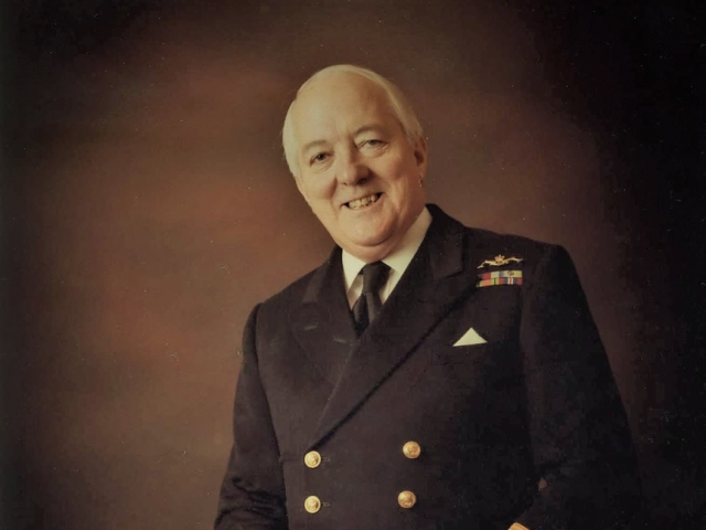 Douglas Reeman in his naval uniform, a photo taken just before the couple's wedding.